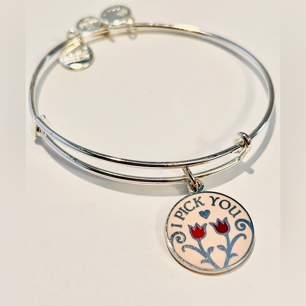 Alex and Ani “I Pick You” Expandable Charm Bracelet, Shiny Silver Finish.